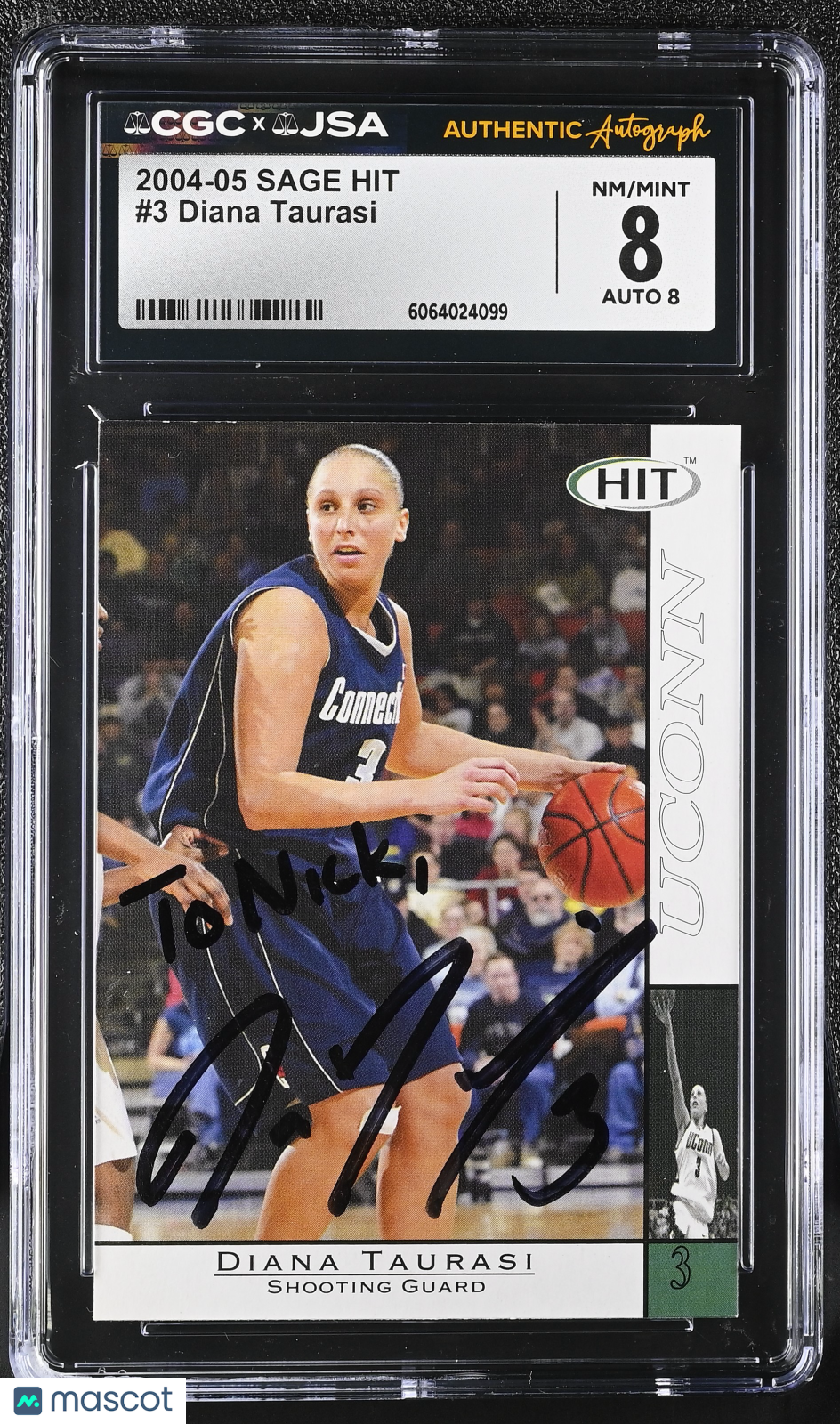 2004-05 Sage Hit Diana Taurasi Auto Autograph Rookie #3 CGC 8 JSA UConn Huskies