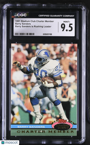 1991 Stadium Club Charter Member Barry Sanders CGC 9.5 Detroit Lions