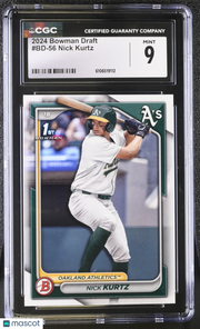 2024 Bowman Draft Nick Kurtz Rookie #BD-56 CGC 9 Oakland Athletics
