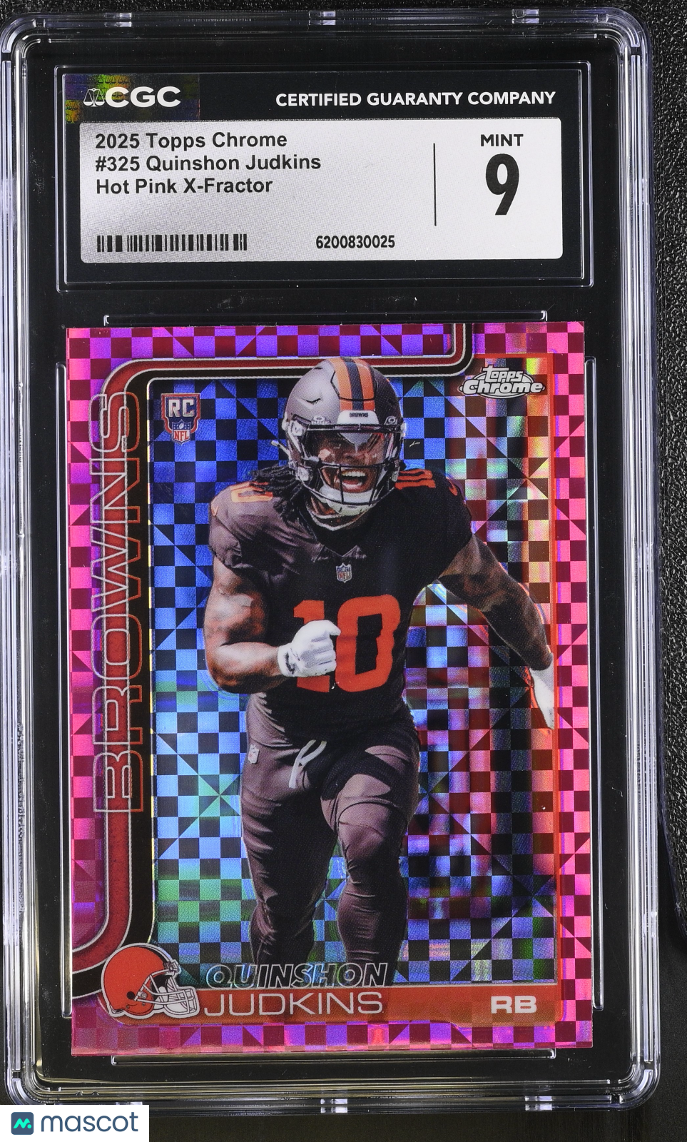 2025 Topps Chrome Quinshon Judkins Hot Pink X-Fractor Rookie #325 CGC 9 Browns