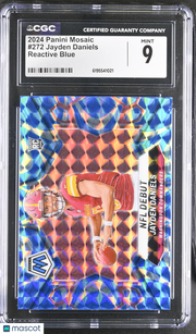 2024 Panini Mosaic Jayden Daniels Reactive Blue Rookie #272 CGC 9 Commanders