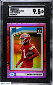 2024 Donruss Xavier Worthy Optic Preview Pink Prizm Rookie #398 SGC 9.5 Chiefs