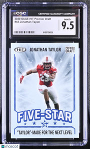 2020 Sage Hit Premier Draft Jonathan Taylor Rookie #42 CGC 9.5 Wisconsin Badgers