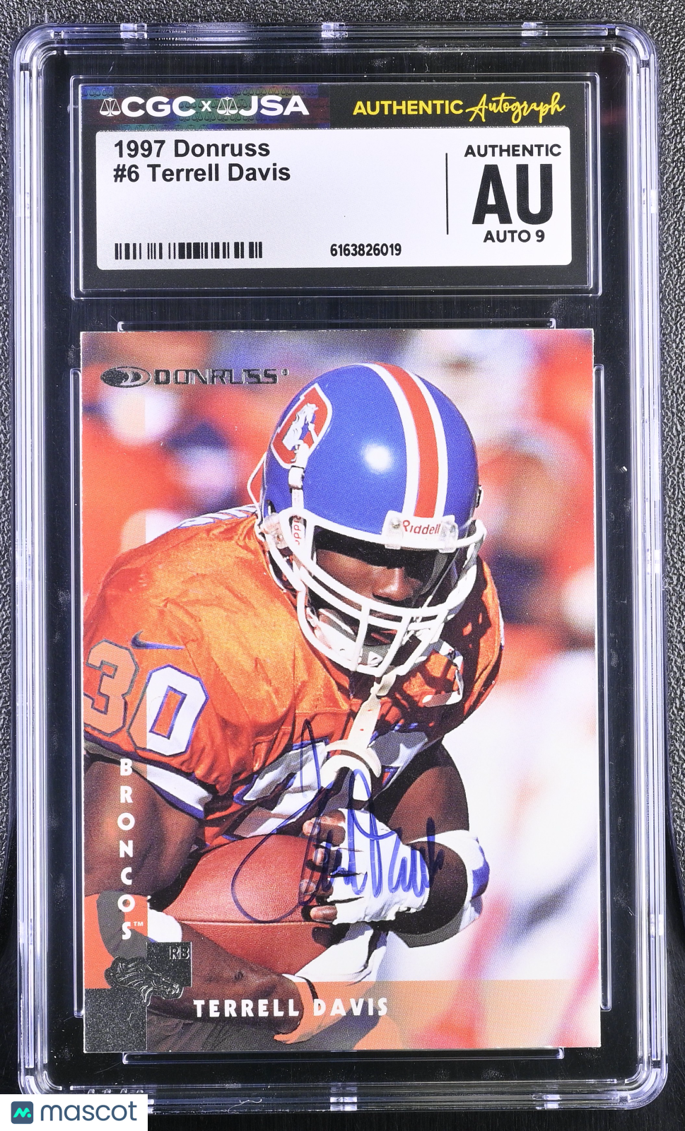 1997 Donruss Terrell Davis Auto Autograph #6 CGC Authentic JSA Denver Broncos