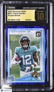2025 Donruss Optic Travis Hunter Purple Shock Rookie 201 CGC 10 Pristine Jaguars