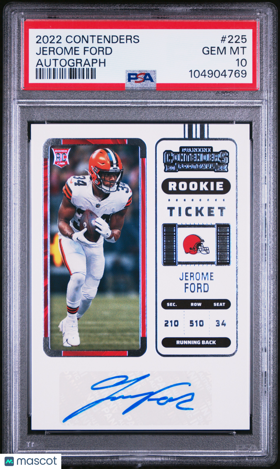 2022 Panini Contenders Jerome Ford Autograph Rookie #225 PSA 10 Cleveland Browns