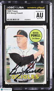 1969 Topps Boog Powell #15 CGC Authentic JSA Auto 10
