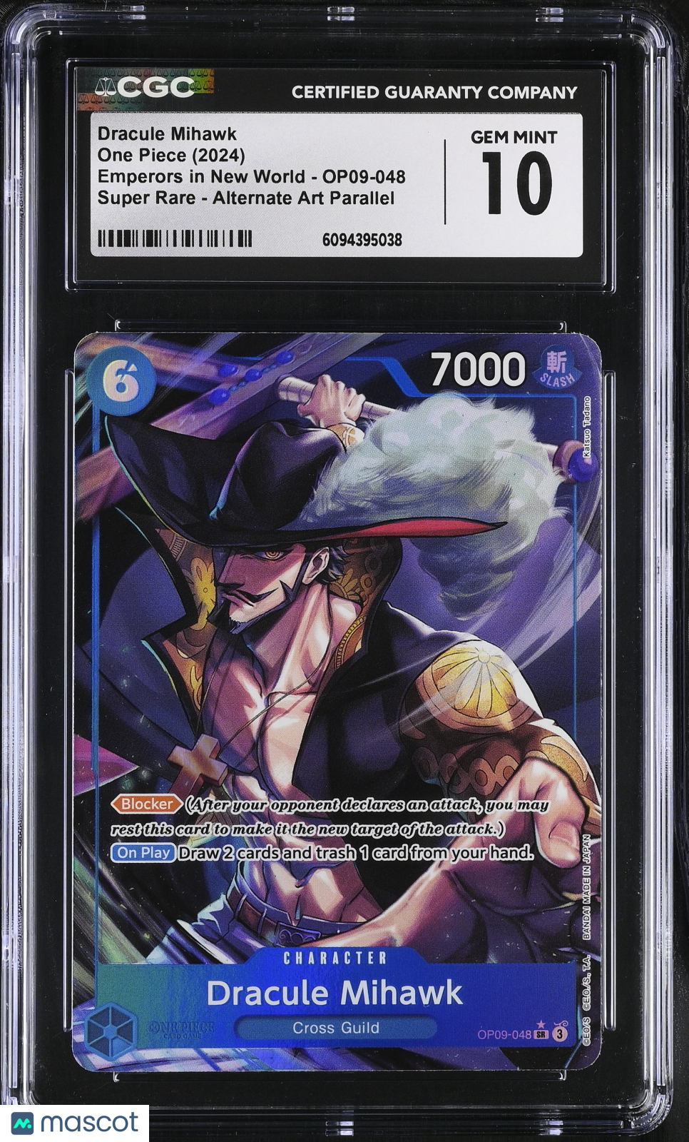 One Piece Emperors In The New World Dracule Mihawk Alternate Art CGC 10 OP09-048
