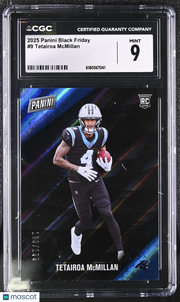2025 Panini Black Friday Tetairoa McMillan /199 Rookie #9 CGC 9 Panthers