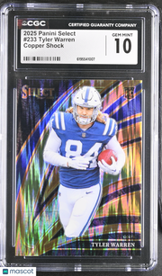 2025 Panini Select Tyler Warren Copper Shock /899 Rookie #233 CGC 10 Colts