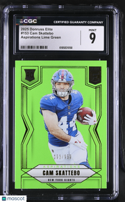 2025 Donruss Elite Cam Skattebo Aspirations Lime Green /999 Rookie #153 CGC 9