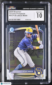 2025 Bowman Jesus Made Rookie Chrome Prospects #BCP-50 CGC 10 Milwaukee Brewers