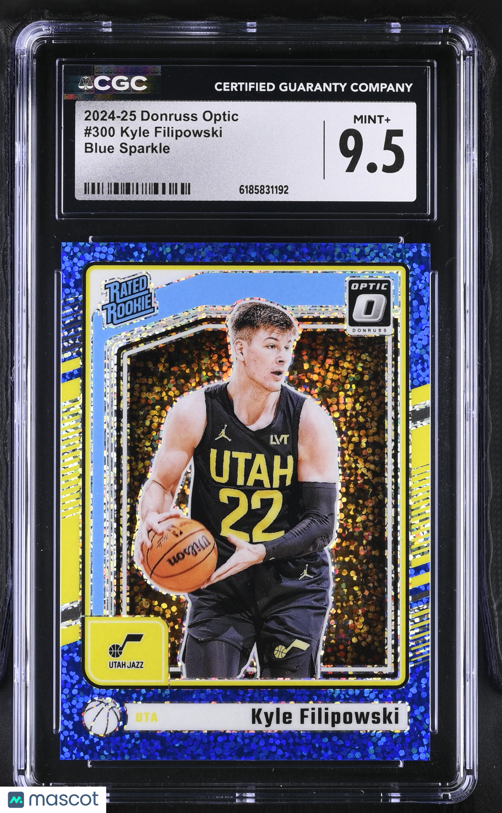 2024-25 Donruss Optic Kyle Filipowski Blue Sparkle /180 Rookie #300 CGC 9.5 Jazz
