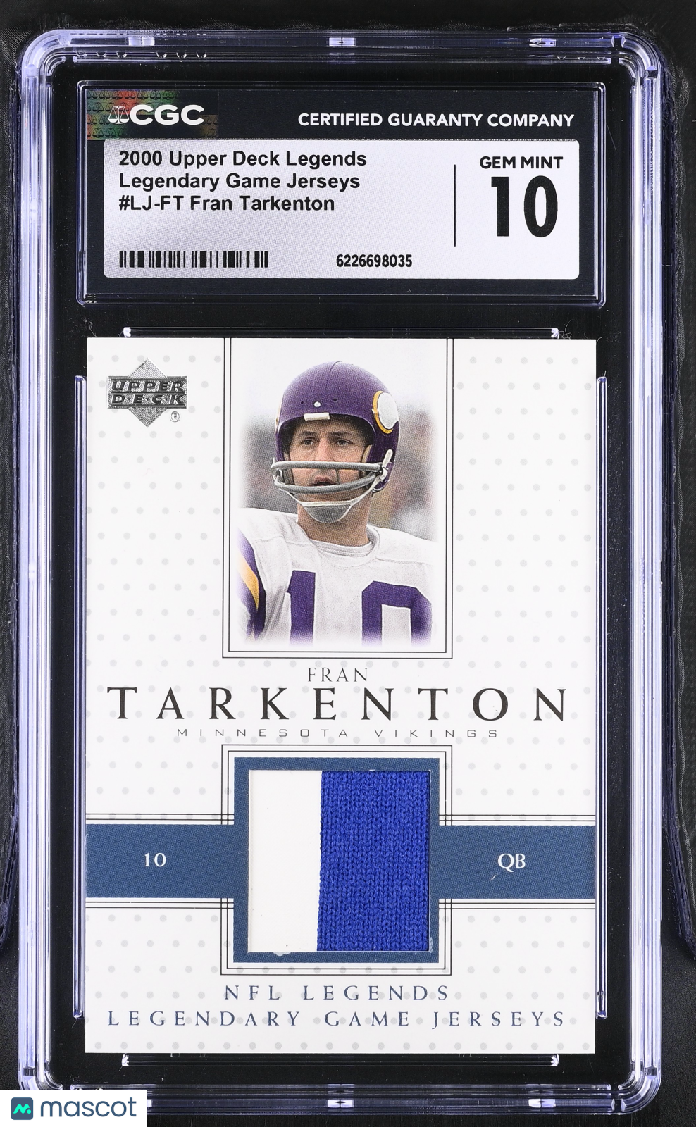 2000 Upper Deck Legends Fran Tarkenton Game Jerseys #LJ-FT CGC 10 Vikings