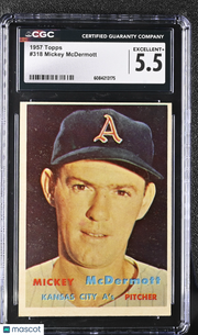 1957 Topps Mickey McDermott #318 CGC 5.5 Kansas City Athletics