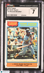 1976 Topps Hank Aaron '75 Record Breaker #1 CGC 7 Milwaukee Brewers