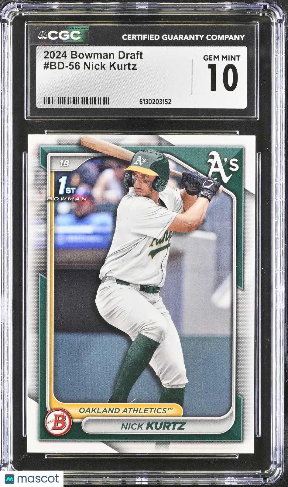 2024 Bowman Draft Nick Kurtz Rookie #BD-56 CGC 10 Oakland Athletics
