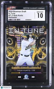 2024 Bowman Draft Nick Kurtz Refractor /250 Rookie In Tune IT-3 CGC 10 Athletics
