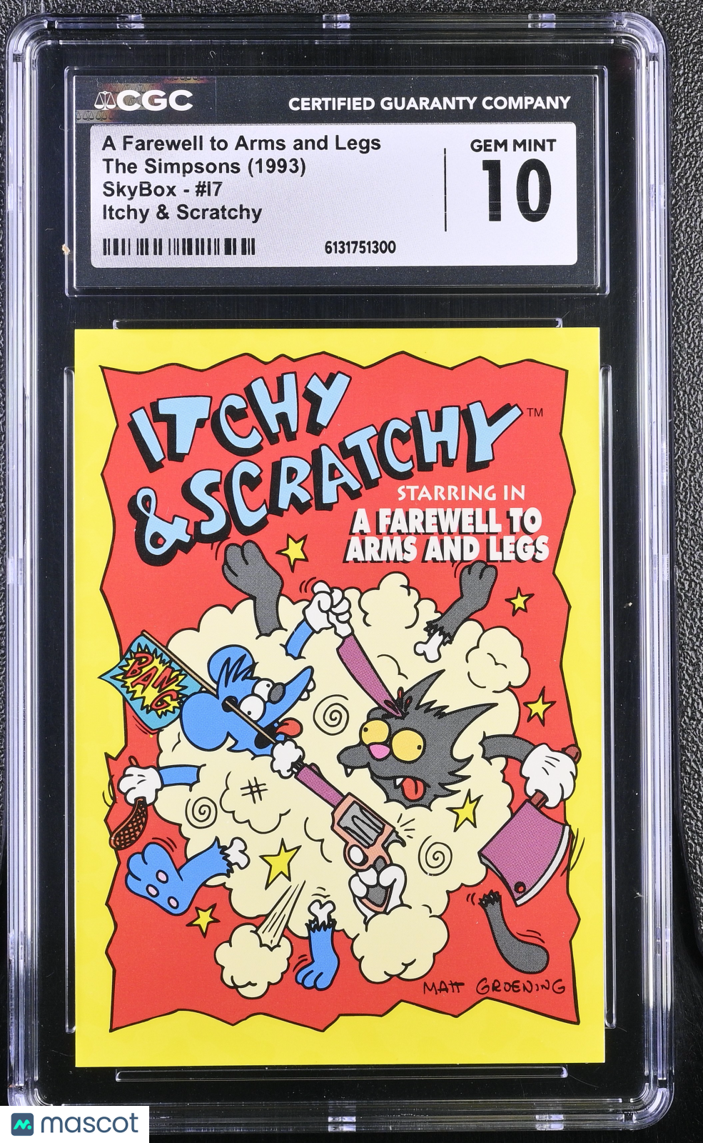 1993 The Simpsons Series I A Farewell to Arms and Legs #I7 CGC 10 Itchy Scratchy