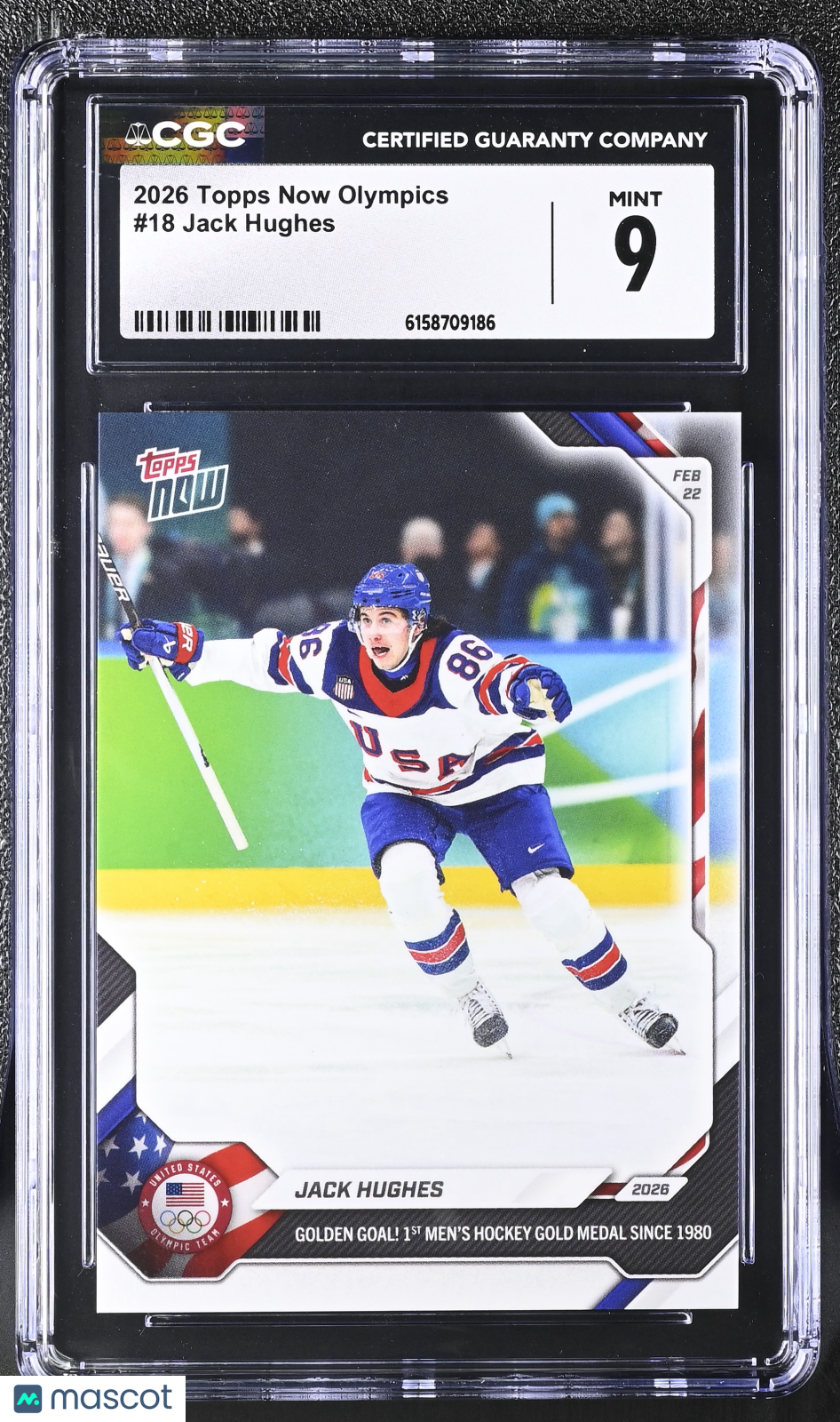 2026 Topps Now Olympics Jack Hughes #18 CGC 9 USA