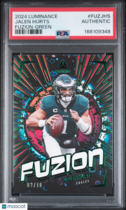 2024 Panini Luminance Fuzion Jalen Hurts Fuzion-Green /10 #FUZJHS PSA A Eagles