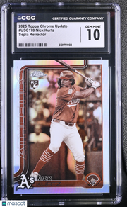 2025 Topps Chrome Update Nick Kurtz Sepia Refractor Rookie #USC178 CGC 10
