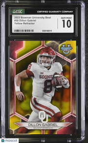 2023 Bowman University Best Dillon Gabriel Yellow /75 Rookie #58 CGC 10 Oklahoma