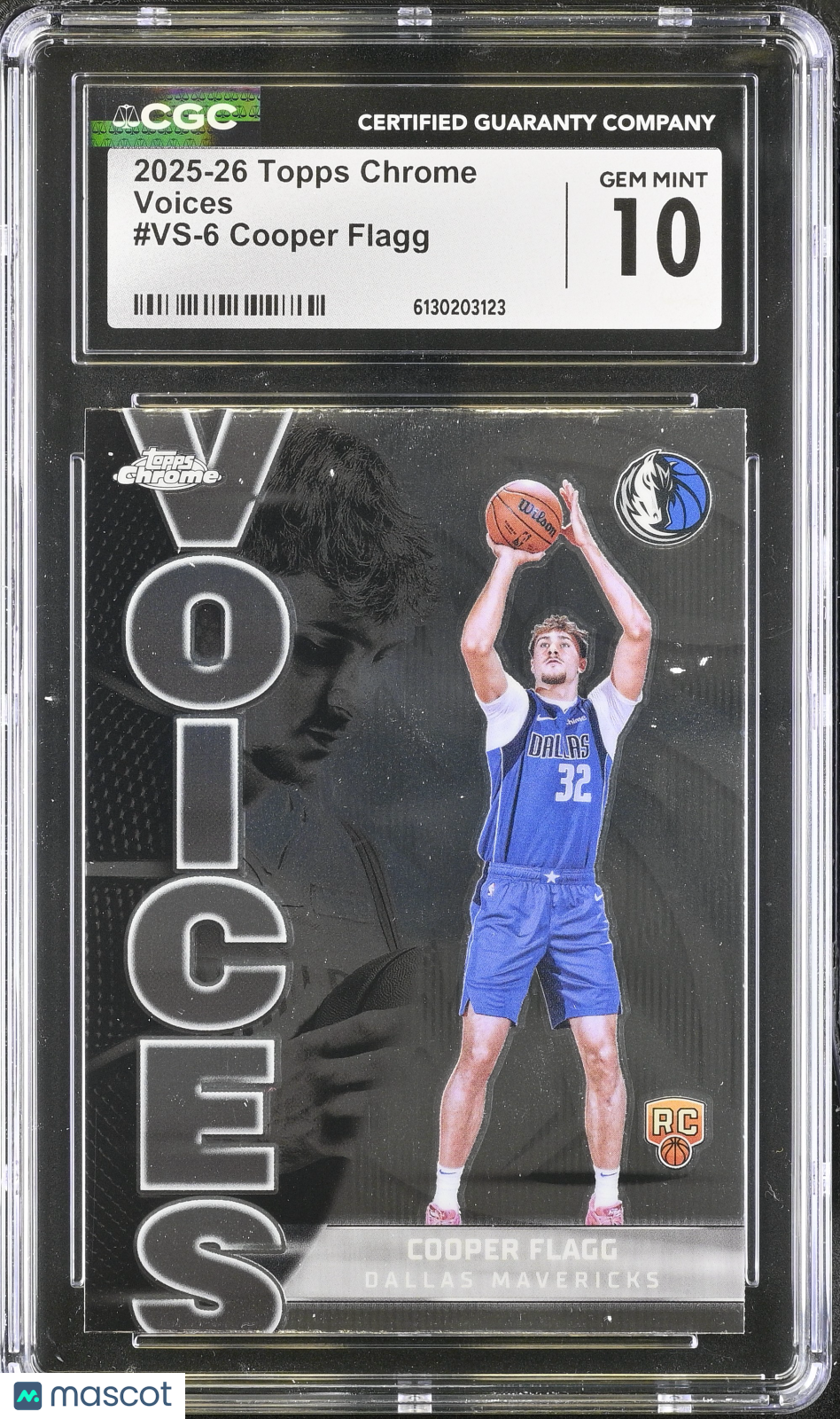 2025-26 Topps Chrome Cooper Flagg Rookie Voices #VS-6 CGC 10 Dallas Mavericks