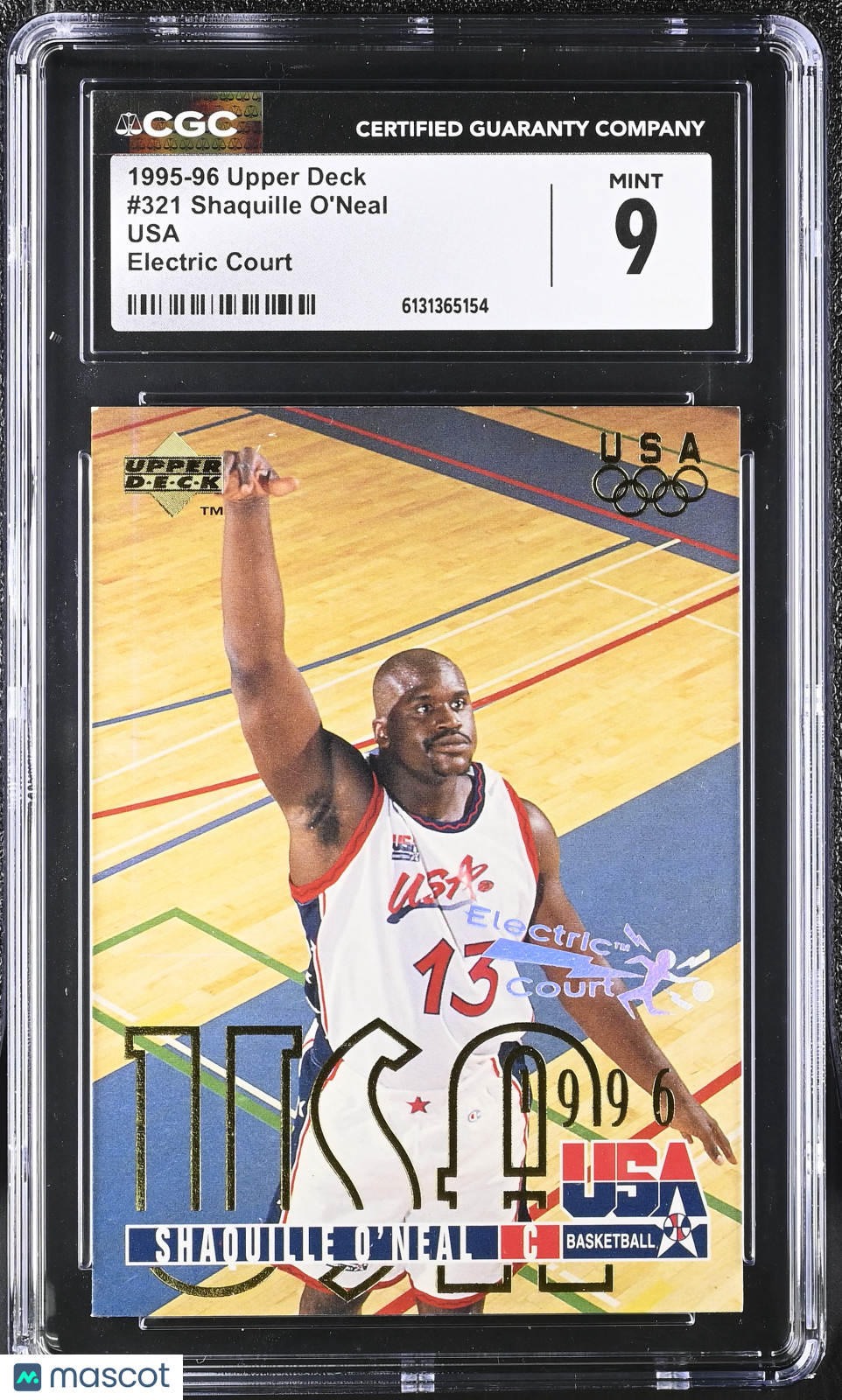 1995-96 Upper Deck Shaquille O'Neal USA Electric Court #321 CGC 9