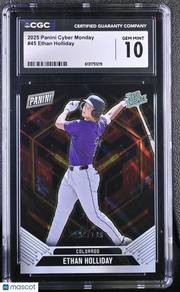 2025 Panini Cyber Monday Ethan Holliday /199 Rookie #45 CGC 10 Colorado Rockies