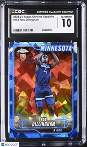 2024-25 Topps Chrome Sapphire Rob Dillingham Rookie #165 CGC 10 Timberwolves