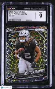 2025 Panini Prizm Ashton Jeanty Lazer Rookie #315 CGC 9 Las Vegas Raiders