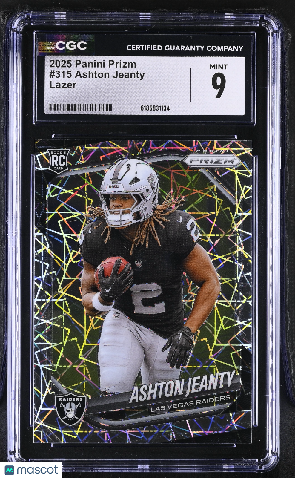 2025 Panini Prizm Ashton Jeanty Lazer Rookie #315 CGC 9 Las Vegas Raiders