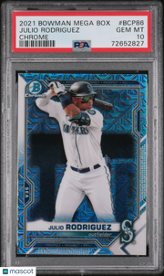 2021 Bowman Mega Box Chrome Julio Rodriguez Rookie #BCP86 PSA 10 Mariners