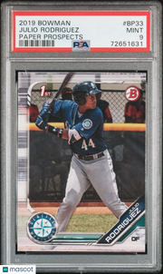 2019 Bowman Paper Prospects Julio Rodriguez Rookie #BP33 PSA 9 Seattle Mariners