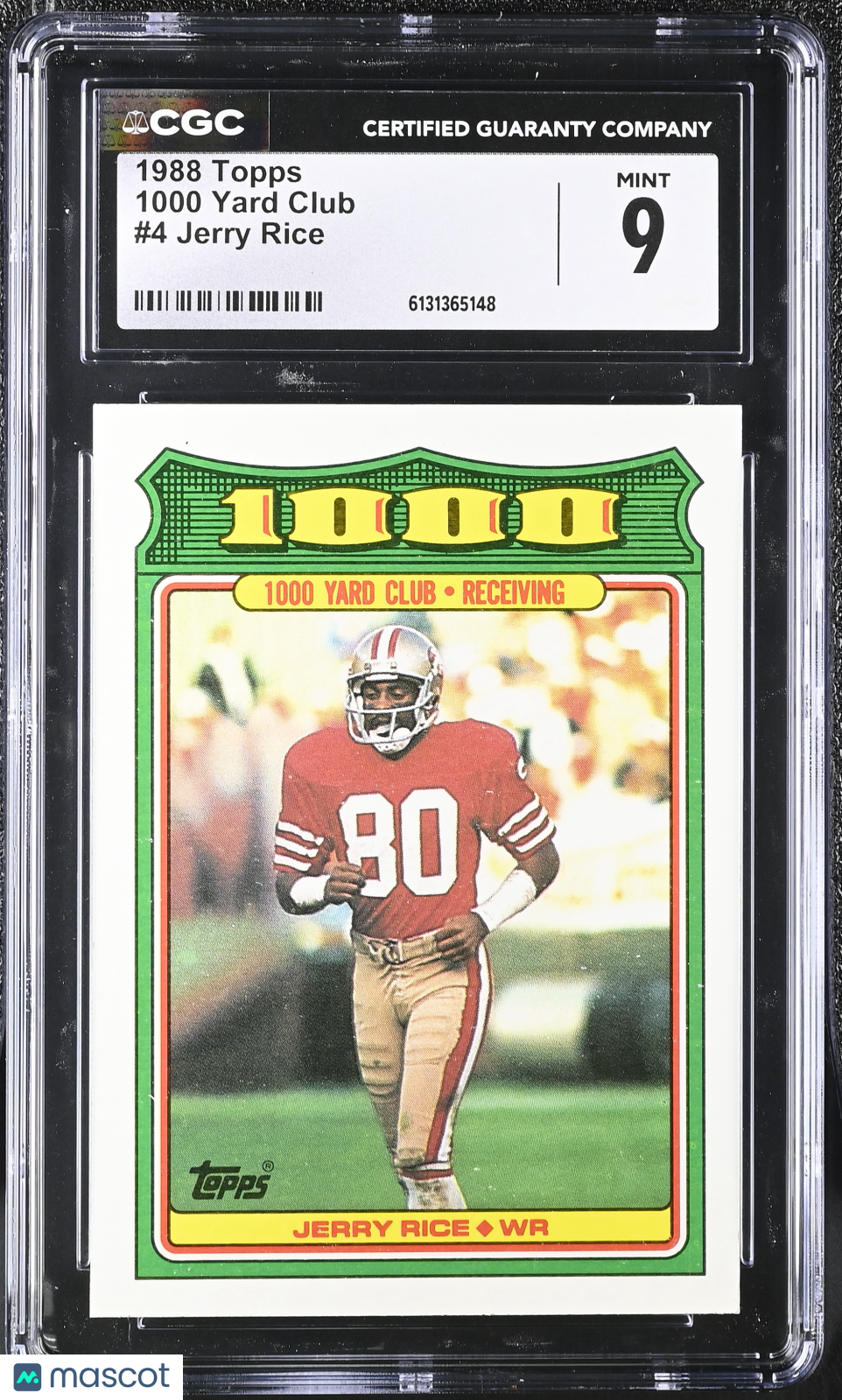 1988 Topps Jerry Rice 1000 Yard Club #4 CGC 9 San Francisco 49ers