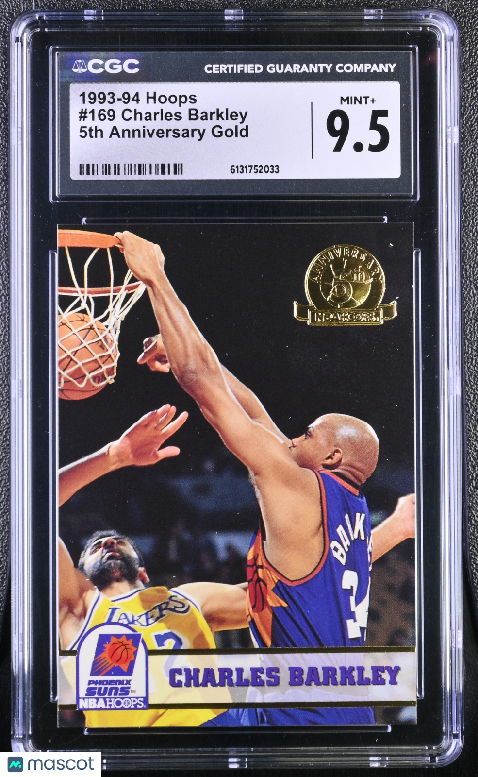1993-94 Hoops Charles Barkley 5th Anniversary Gold #169 CGC 9.5 Phoenix Suns