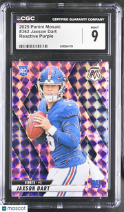 2025 Panini Mosaic Jaxson Dart Reactive Purple Rookie #362 CGC 9 New York Giants
