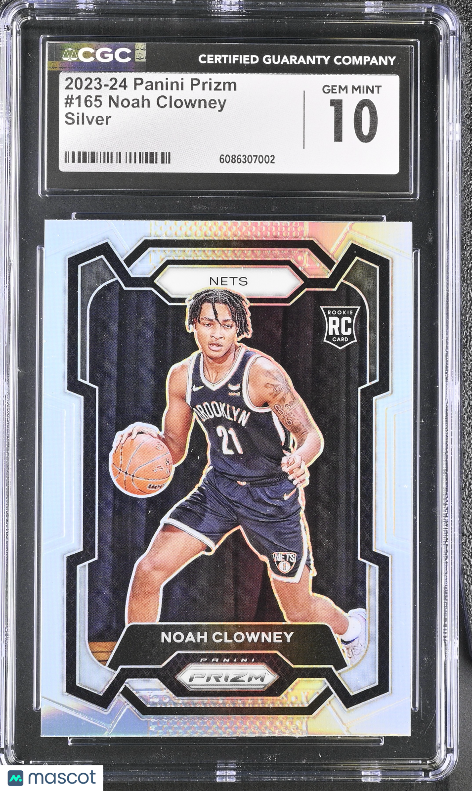 2023-24 Panini Prizm Noah Clowney Silver Rookie #165 CGC 10 Brooklyn Nets
