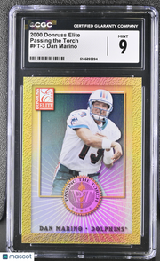 2000 Donruss Elite Dan Marino 1021/1500 Passing the Torch #PT-3 CGC 9 Dolphins