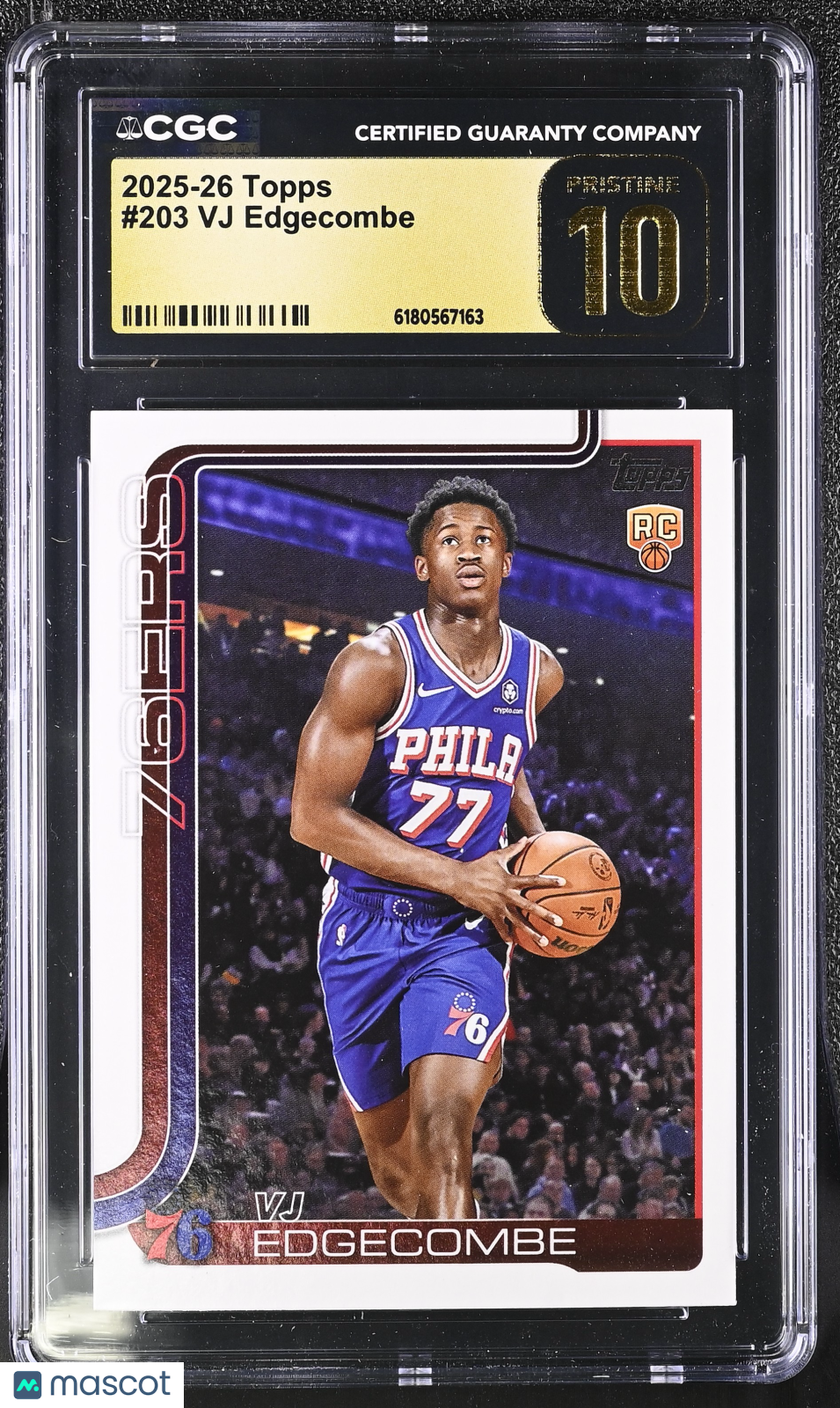 2025-26 Topps VJ Edgecombe Rookie #203 CGC 10 Pristine 76ers