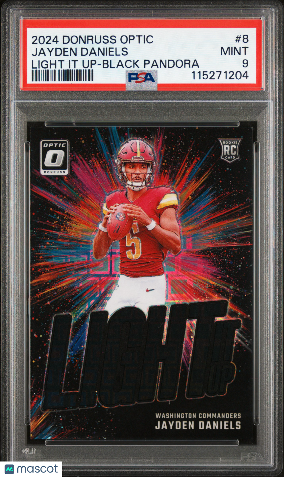 2024 Donruss Optic Light It Up Jayden Daniels Black Pandora /25 Rookie PSA 9