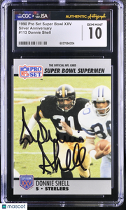 1990 Pro Set Super Bowl XXV Donnie Shell Silver Auto #113 CGC 10 JSA Steelers