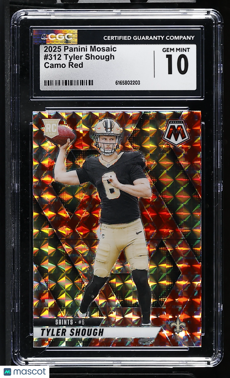 2025 Panini Mosaic Tyler Shough Camo Red Rookie #312 CGC 10 New Orleans Saints