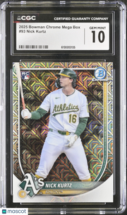 2025 Bowman Chrome Mega Box Nick Kurtz Rookie #93 CGC 10 Oakland Athletics