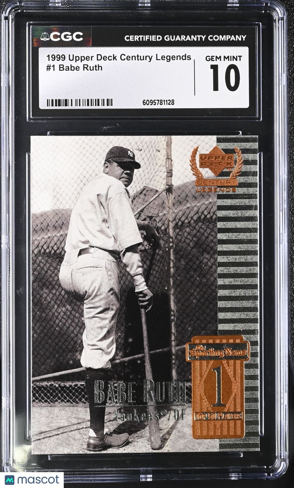 1999 Upper Deck Century Legends Babe Ruth #1 CGC 10 New York Yankees