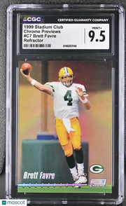 1999 Stadium Club Brett Favre Refractor Chrome Previews #C7 CGC 9.5 Packers