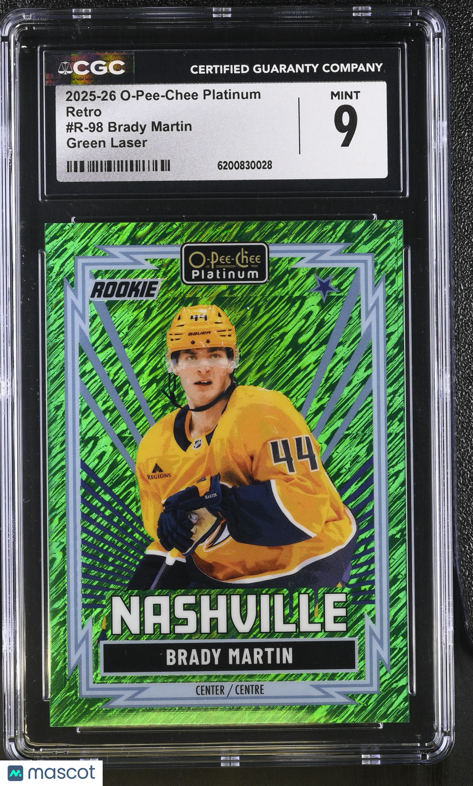 2025-26 O-Pee-Chee Platinum Brady Martin Green Laser /75 Retro #R-98 CGC 9