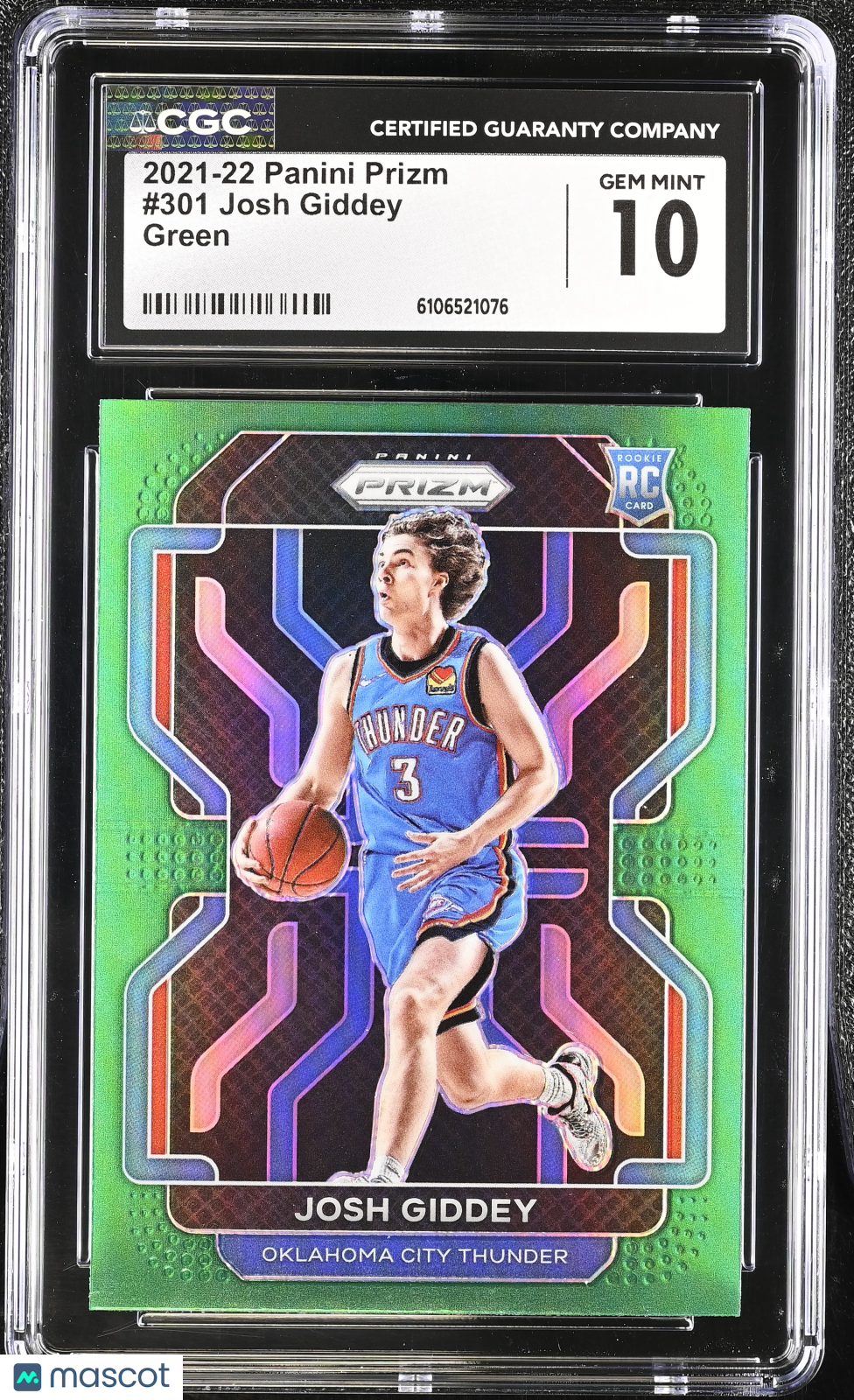 2021-22 Panini Prizm Josh Giddey Green Rookie #301 CGC 10 Oklahoma City Thunder