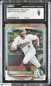 2025 Bowman Mega Box Nick Kurtz Rookie #BCP-114 CGC 9 Oakland Athletics